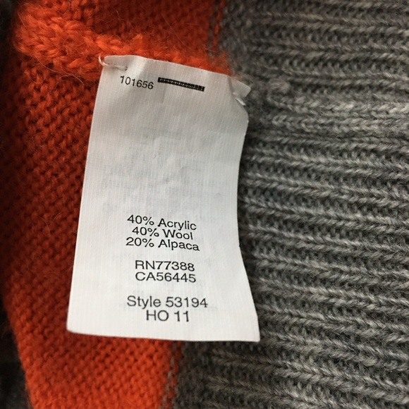 J. CREW Wool Alpaca Blend Gray Orange Striped Boatneck Sweater - Women’s Medium - Picture 10 of 11